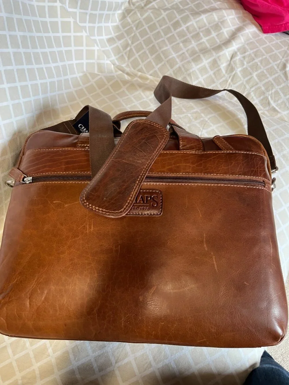 Chaps Leather Travel‎ Bag / Extra Large Briefcase Mens (NWT)